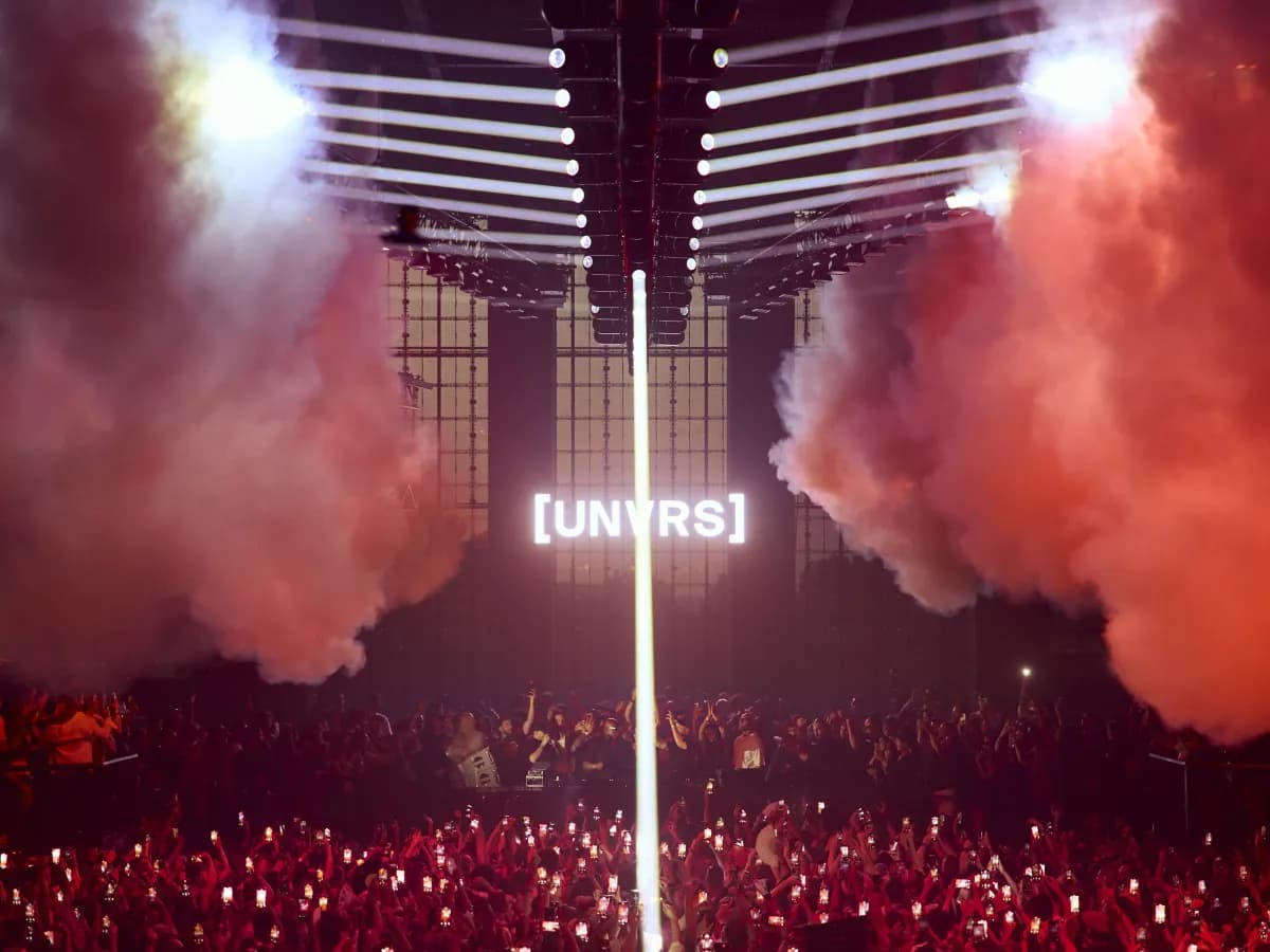 UNVRS hyperclub fuses arena scale with luxury: wild nature tech realms, starry dome views, pulsing Wild Comet DJ restrooms.