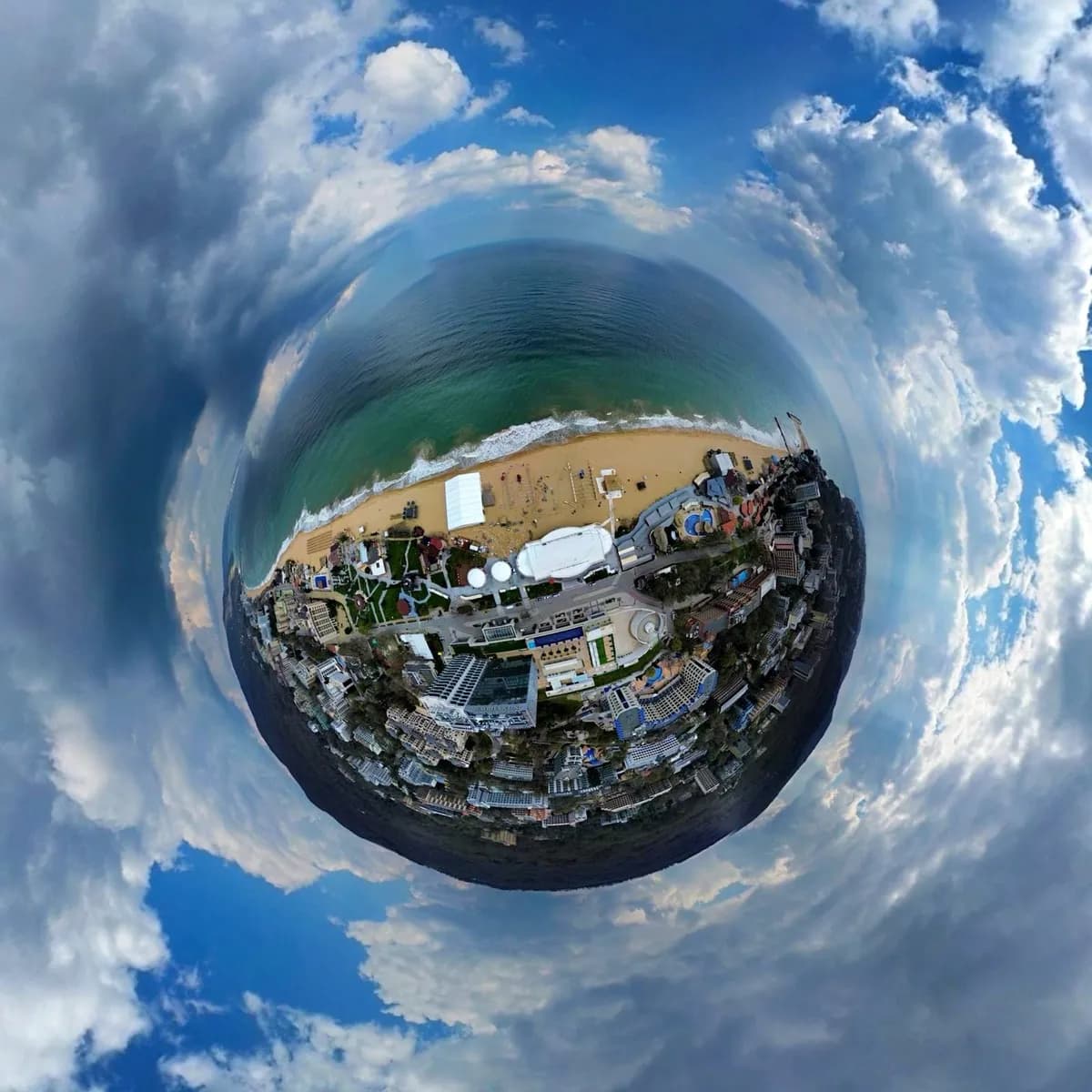 The Sunwaves main stage at golden hour on the Black Sea coast. No screens, no spectacle. Just sound, sand, and community.