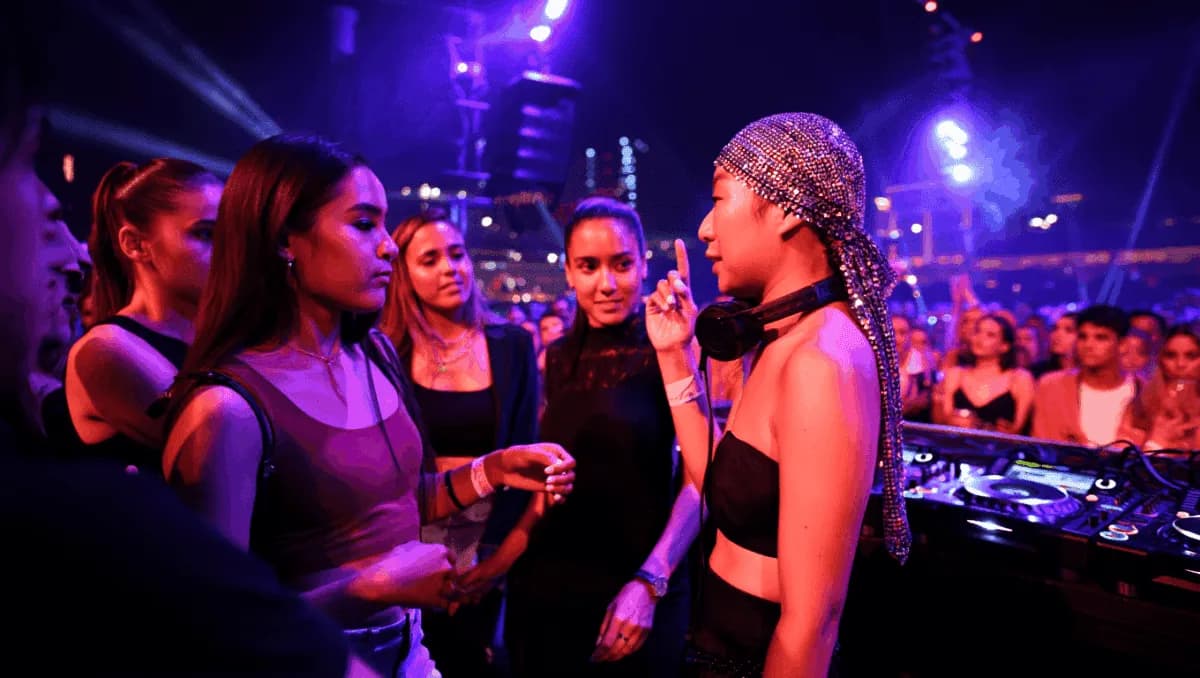 Peggy Gou uses her experience and knowledge to pass it down and teach the young DJs.