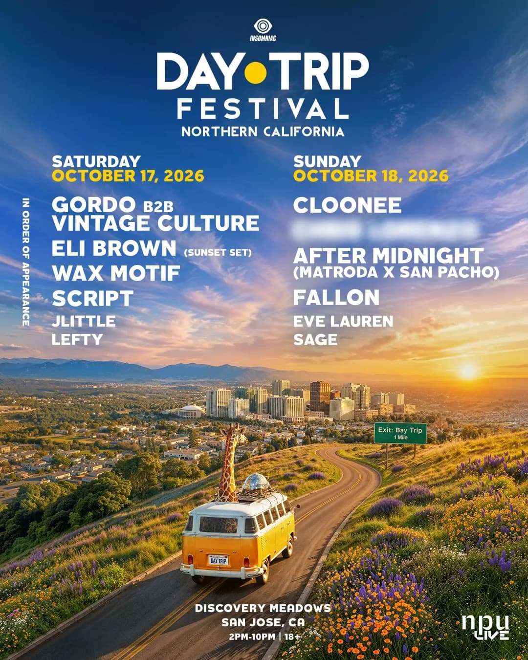 NorCal you have been waiting long enough. Day Trip is coming. Presale opens Friday May 8.
