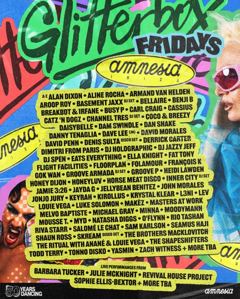 Glitterbox Opens at Amnesia Next Friday and the Lineup Is stacked.