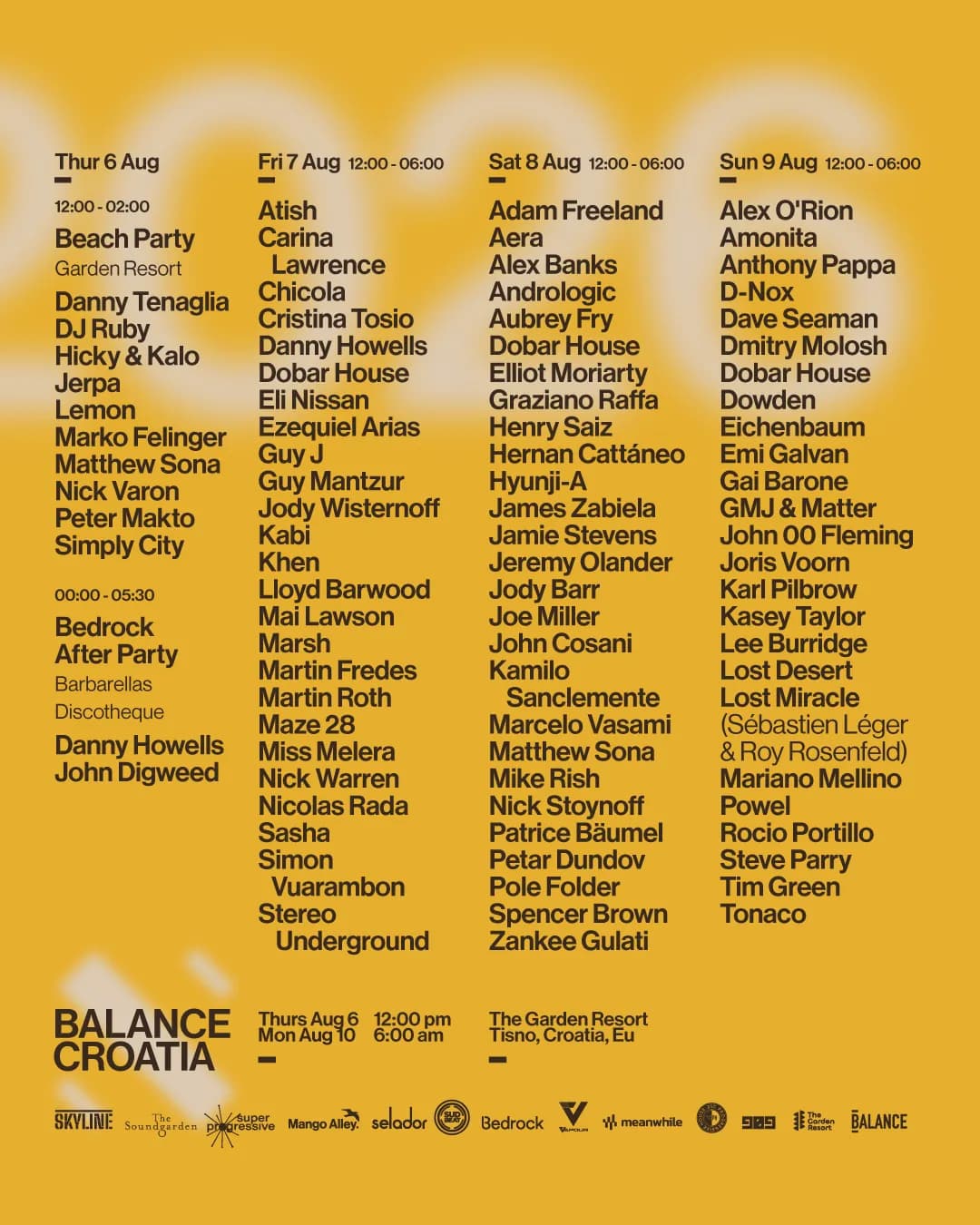 The 2026 lineup. Over 60 artists. Five days. This is what 25 years of Balance Music looks like.