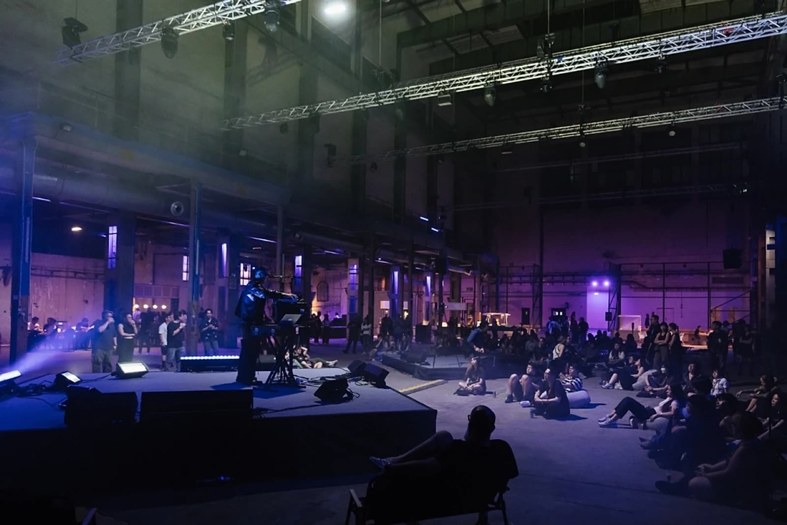 Pasir Panjang Power Station's turbine hall during a previous Collective Minds Sessions event, exposed steelwork and all.