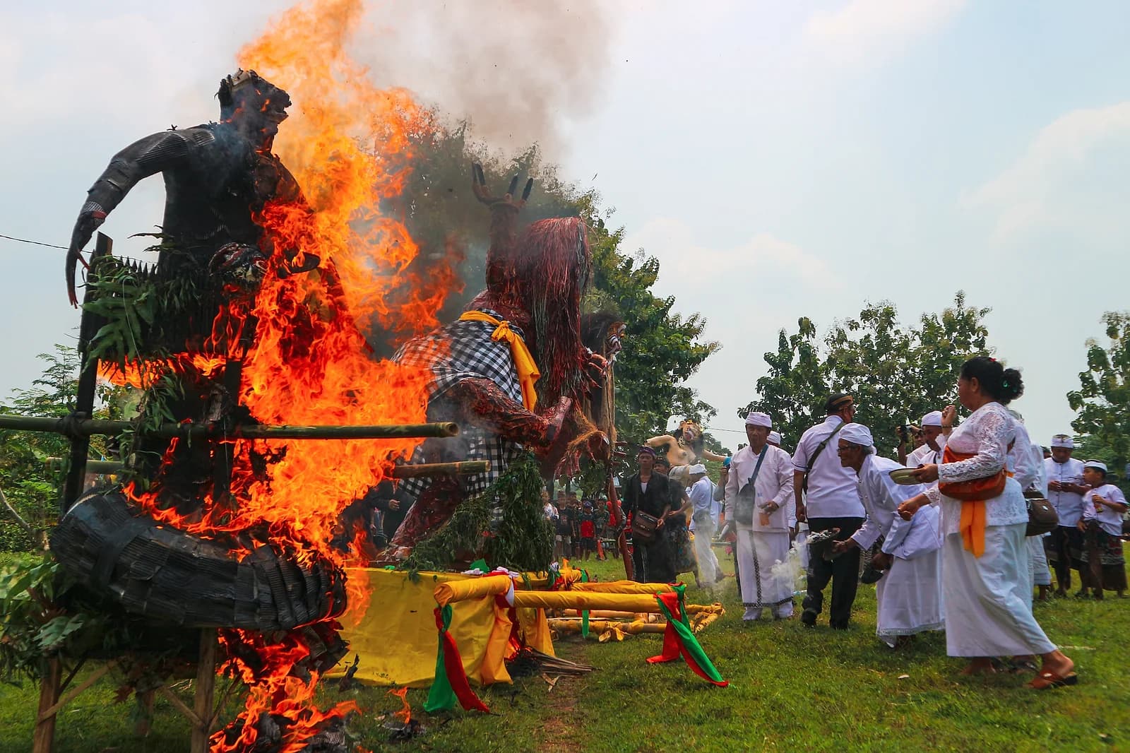 Ogoh-ogoh effigies burn the night before Nyepi, the one 24-hour stretch a year when Bali's clubs, bars and airport all go dark at once.