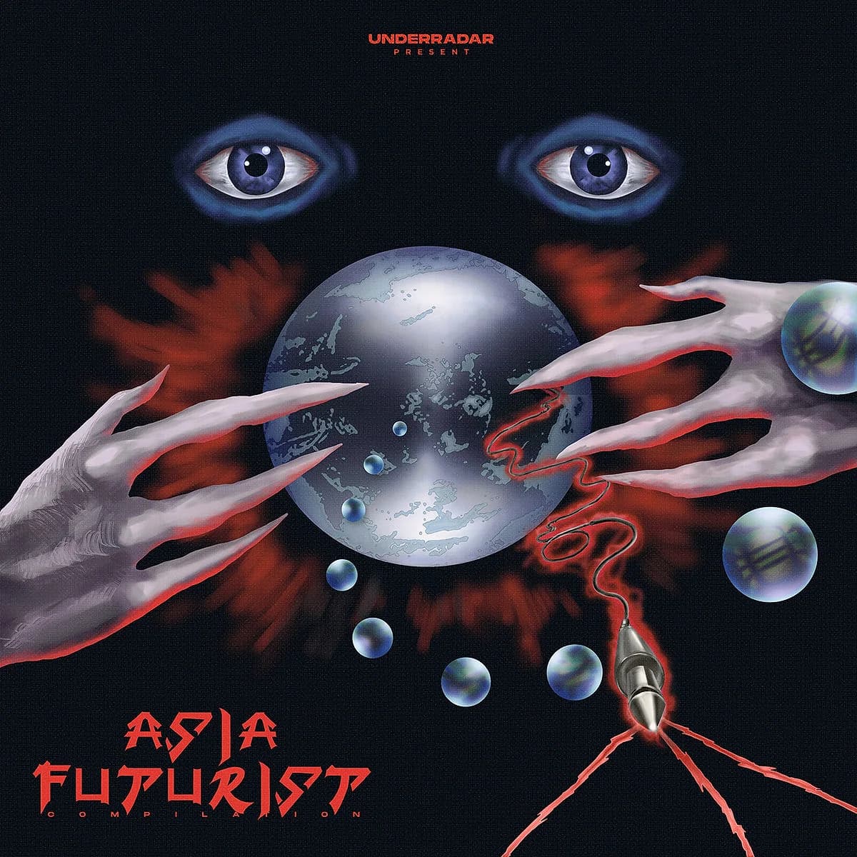 Artwork for Asia Futurist, the 2021 compilation Ecilo's Underradar organized with Shanghai's Bassis crew, spanning Jakarta, Bandung, Hong Kong, Taipei, Korea, the Philippines and India.