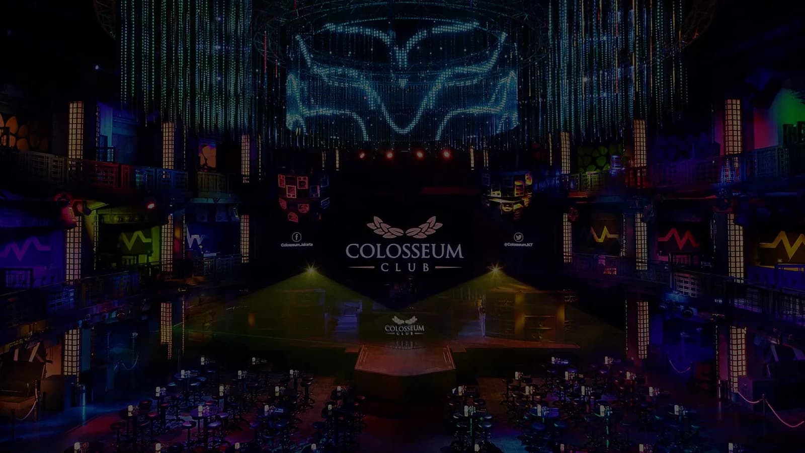Colosseum Club's Roman-amphitheater main stage in SCBD. Its own events page hasn't updated since 2024.