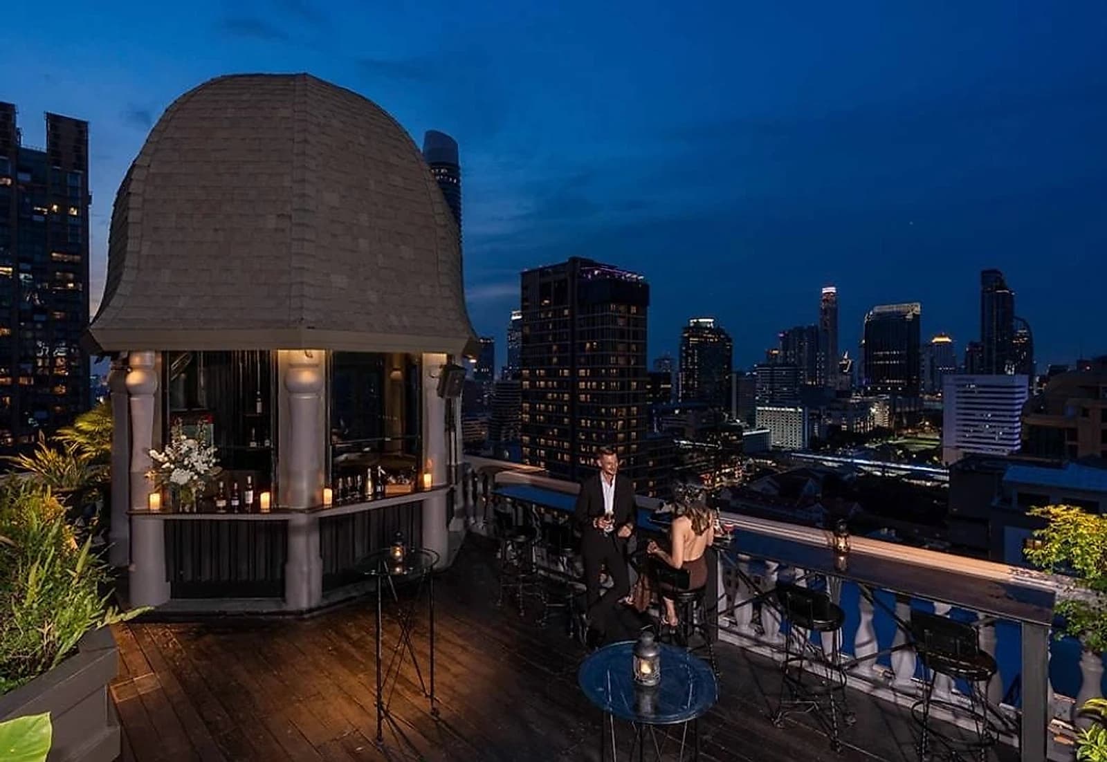 One of The Speakeasy's three 'Secret Domes,' 25 floors above Bangkok. Each one has a retractable roof built to close the moment it rains.