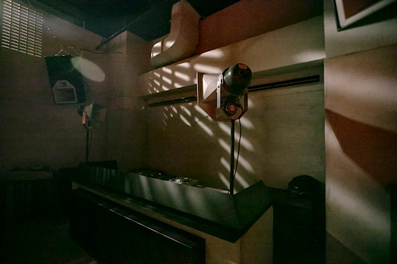 Light cutting through Pawnshop's concrete interior, opening week 2019.