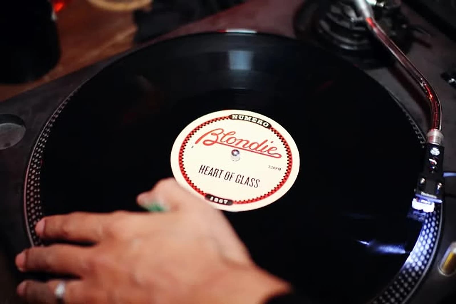 Cueing up a Blondie 12-inch on the in-store turntable at Play Record Stop, Poblacion.