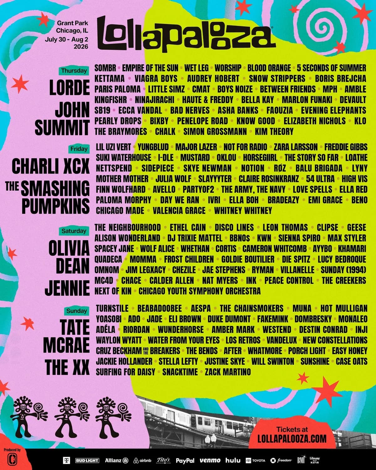 Lollapalooza 2026 Lineup dreams: Star-packed roster set to dominate Grant Park across eight stages, from house heavyweights to global icons.