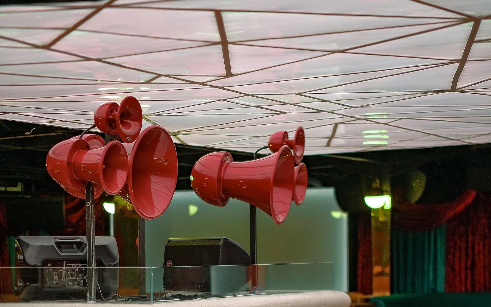 The Void Acoustics horns inside Le Cirque, installed for clarity rather than raw volume.