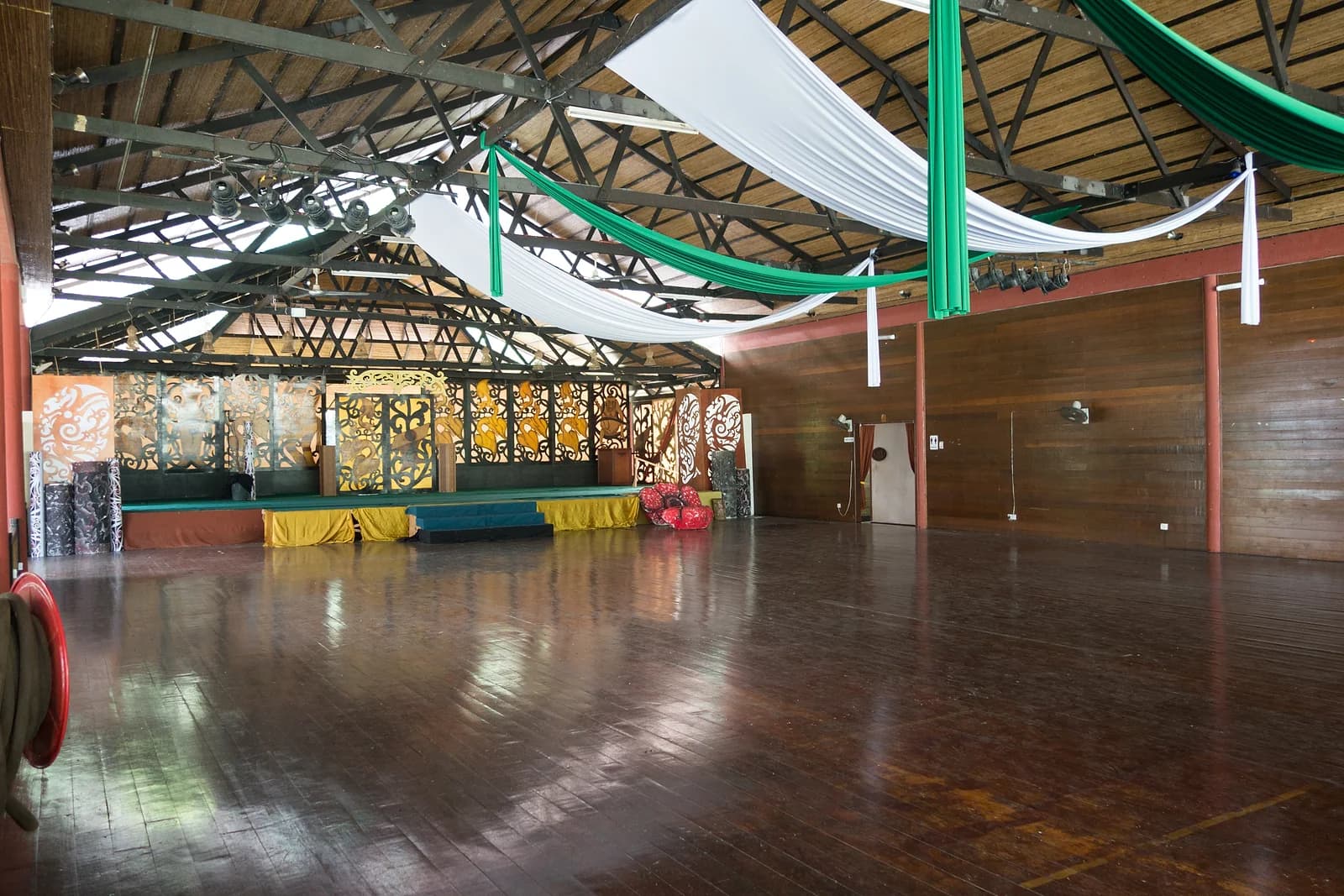 A performance hall inside the Sarawak Cultural Village, the heritage site hosting Borderland's main-stage editions since 2025.