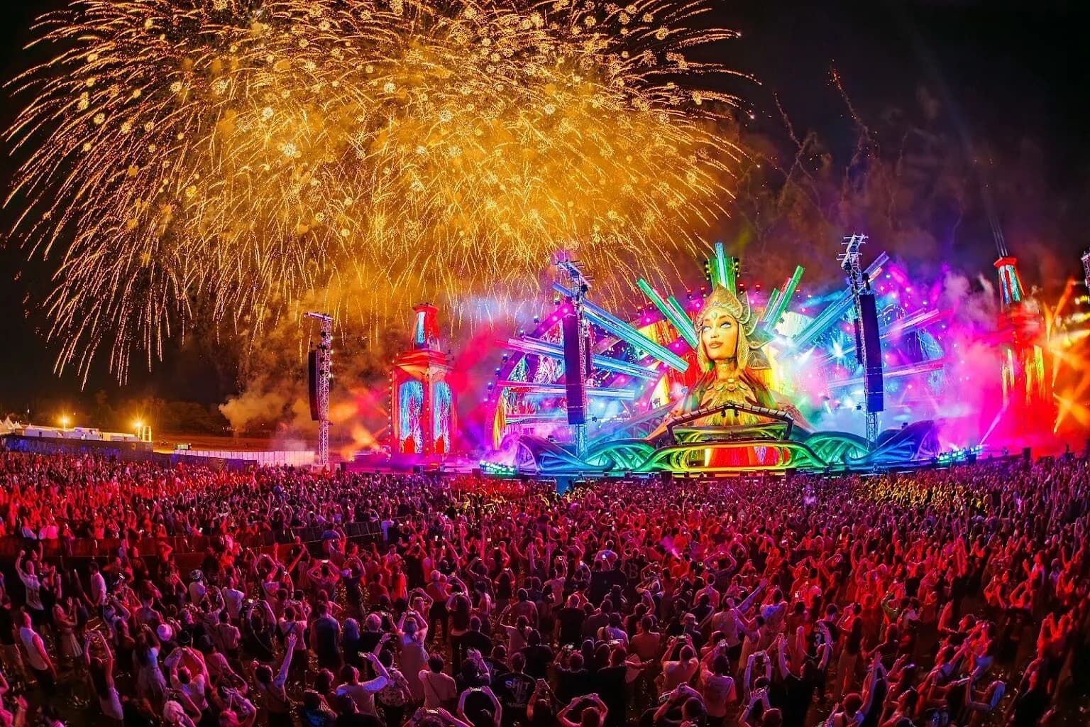 Fireworks over EDC Thailand's mainstage crowd