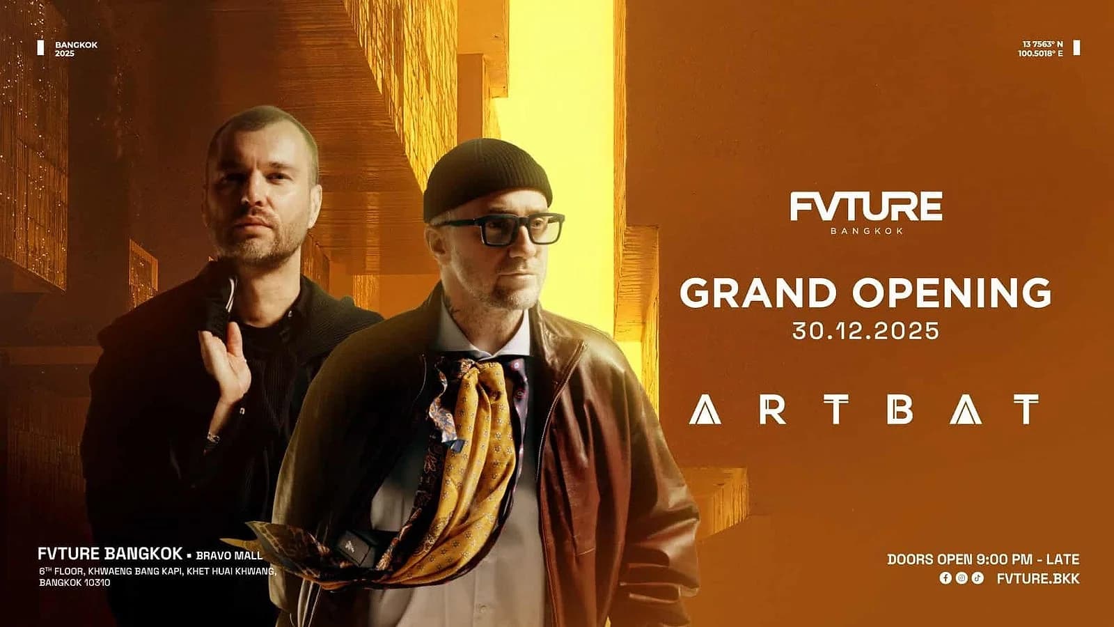 FVTURE's grand-opening key art for December 30, 2025, with ARTBAT.