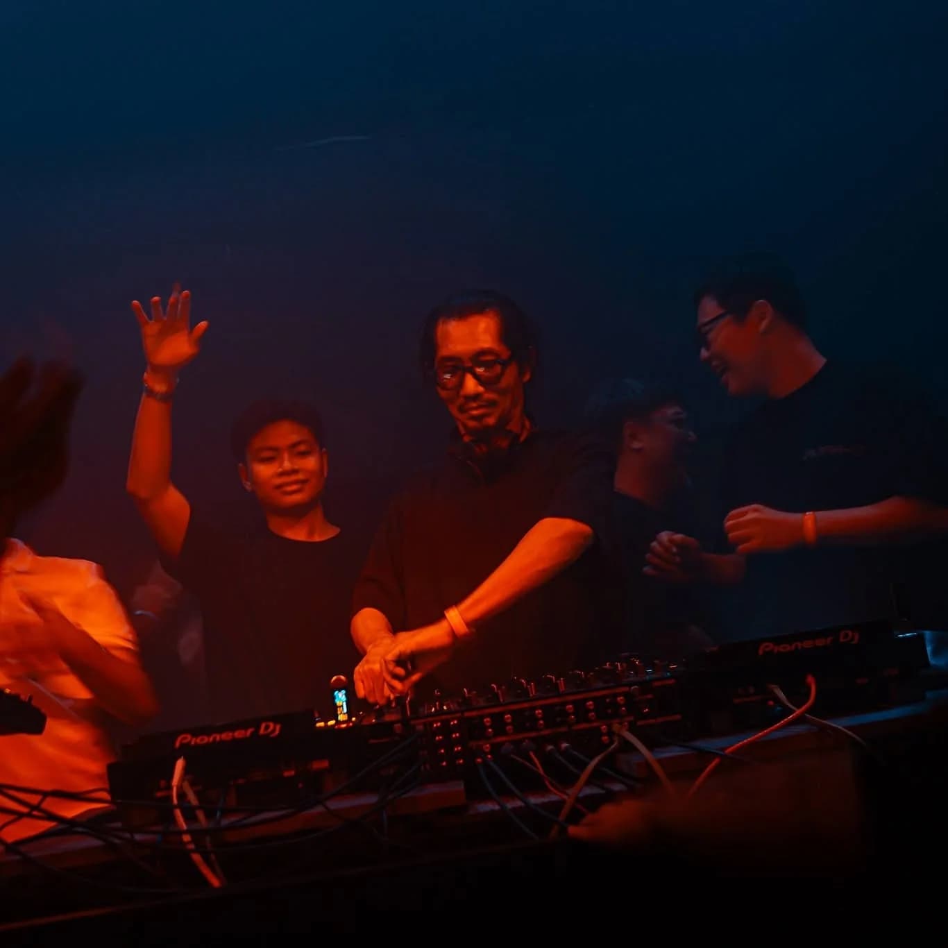 A Groove Culture DJ booth mid-set in Yangon.