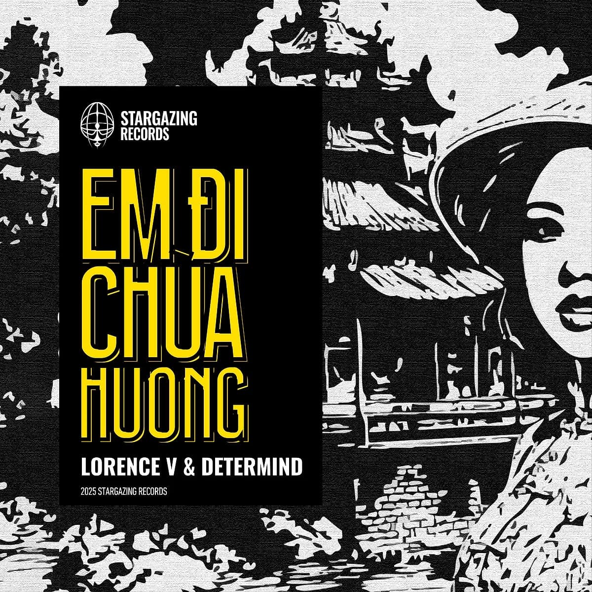 The cover art for Em Đi Chùa Hương, Lorence V and Determind's house version of Nguyễn Nhược Pháp's 1930s pilgrimage poem.