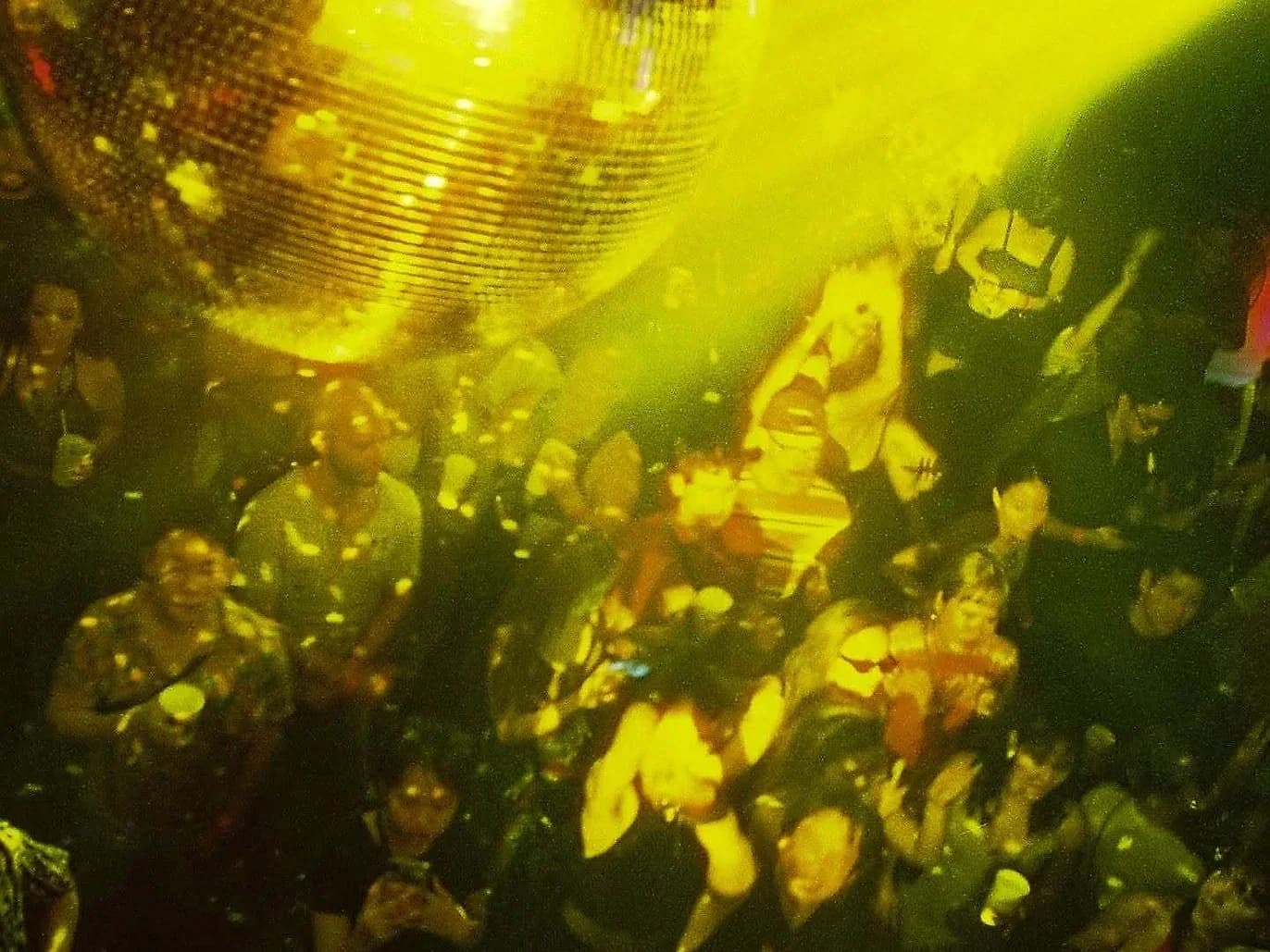 Under the disco ball at a past Transport party.